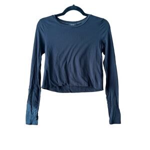 Aritzia's Babaton Women's Crew Neck Crop Long Sleeve Pullover Top Black Size XS